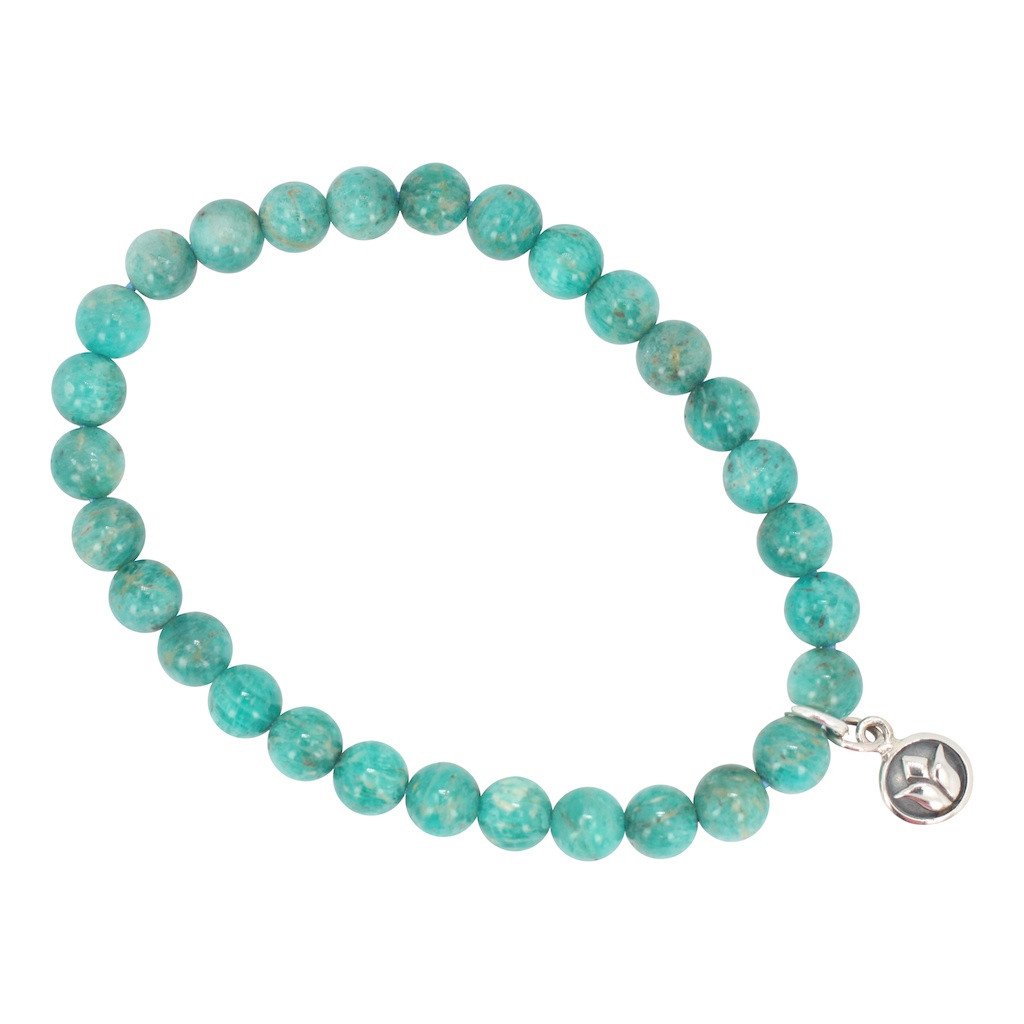 Lotus Bracelet - 6mm Amazonite Gemstone Energy Bracelet, #6653