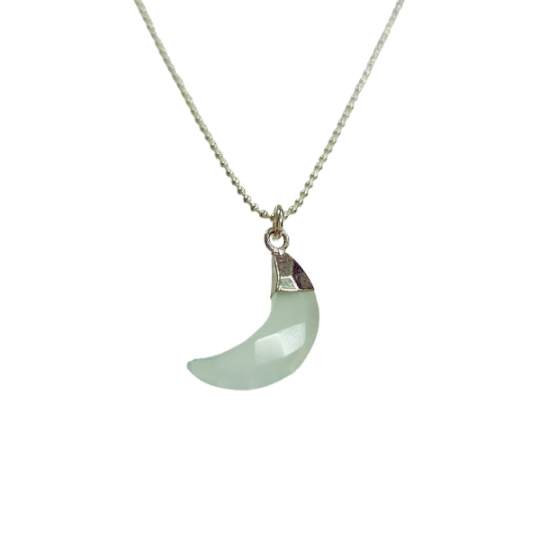 Now in 18" or 20"!  Crescent Moon Gemstone Necklace in Sterling Silver, 12 Stone Choice, #6101-ss