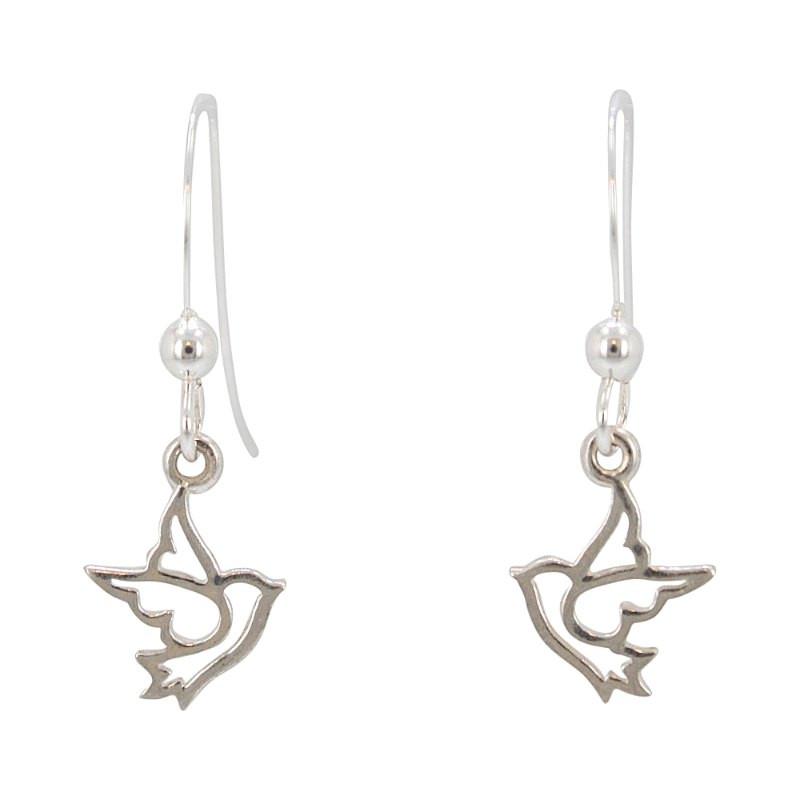 Tiny Dove Earrings in Sterling Silver,  #7079-ss