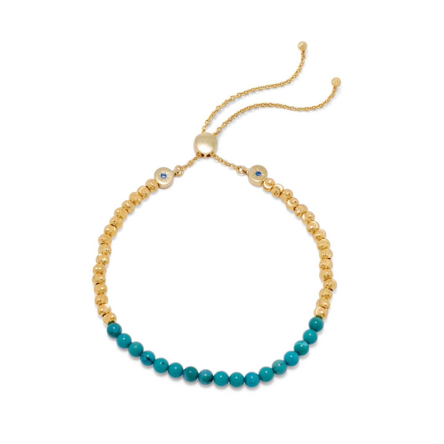 Gold & Turquoise Bolo Bracelet, #6164-turq