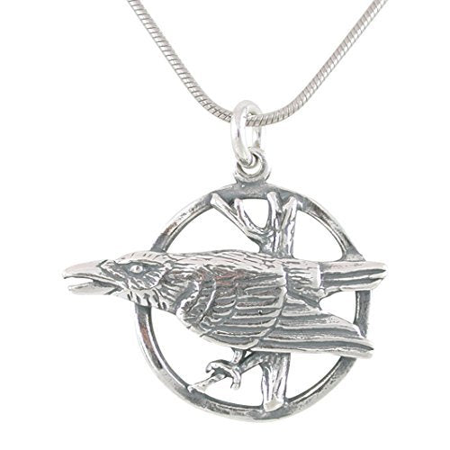 Raven in Moon Necklace on 20 inch Chain for Men or Women, #8699