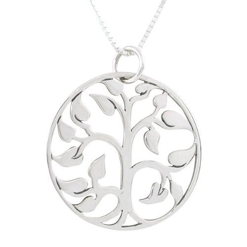 Round Large Tree of Life Necklace, #8459-ss