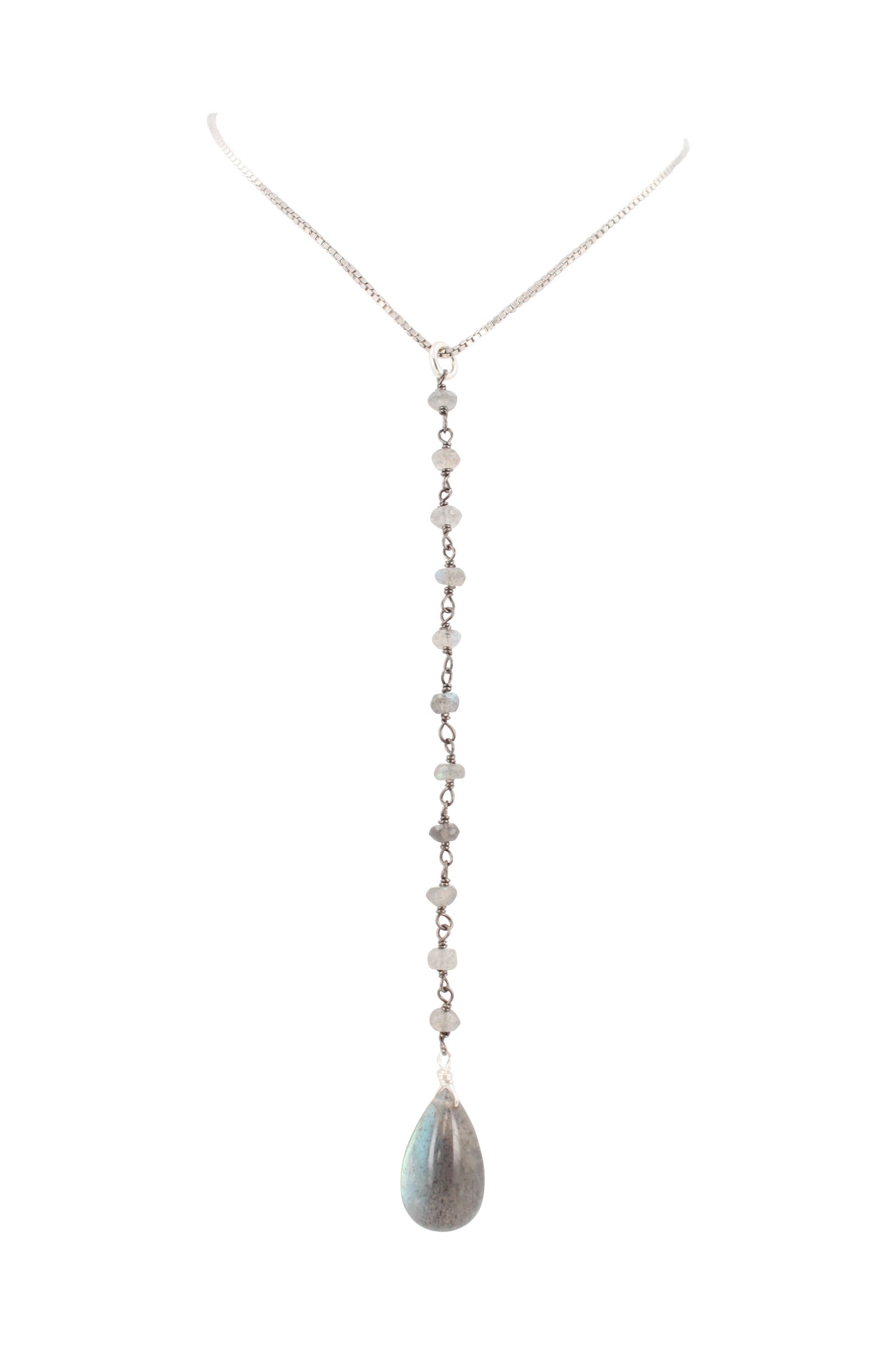 Labradorite Lariat Gemstone Necklace, #6450-ss