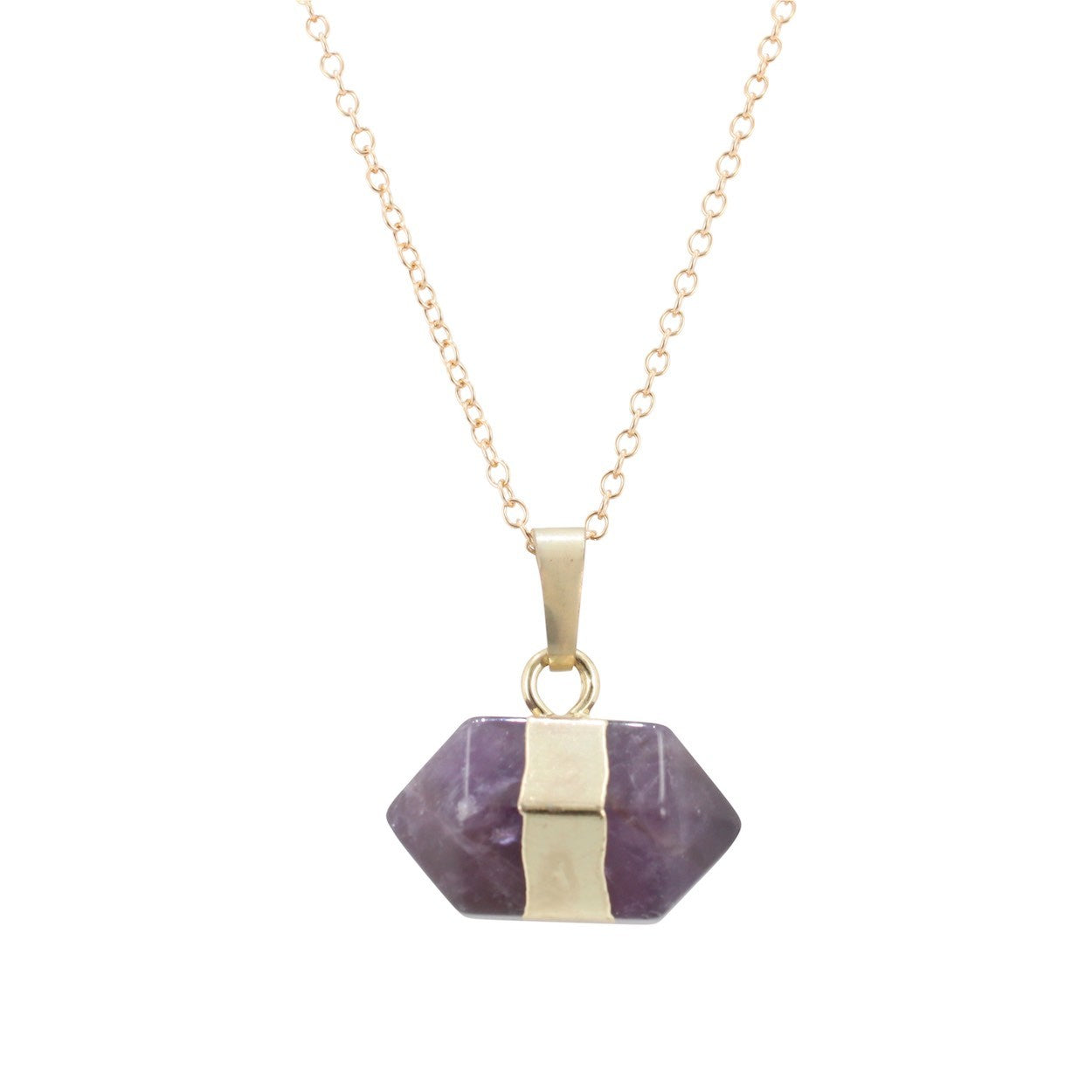 Amethyst Double Point Necklace, Crown Chakra, #6351-yg