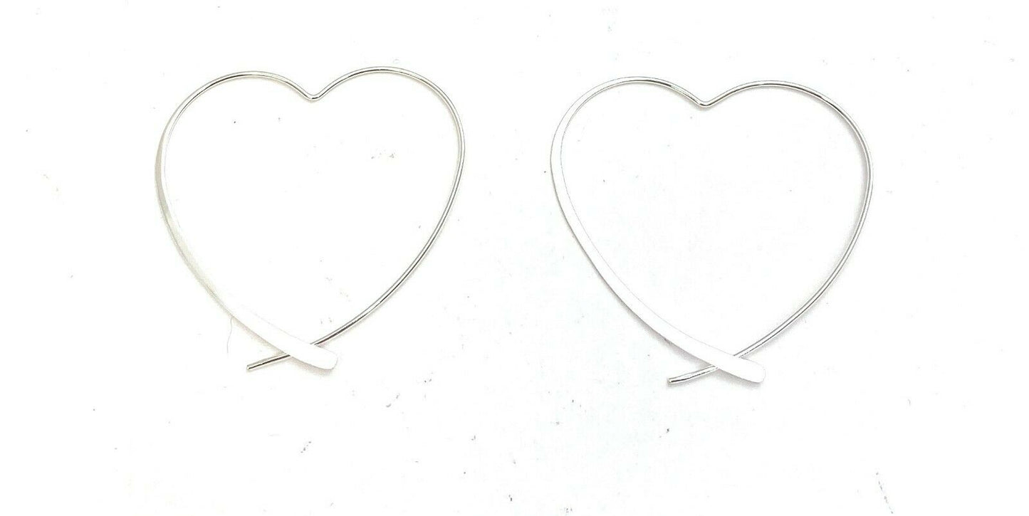 Open Heart Threader Sterling Silver Hoops