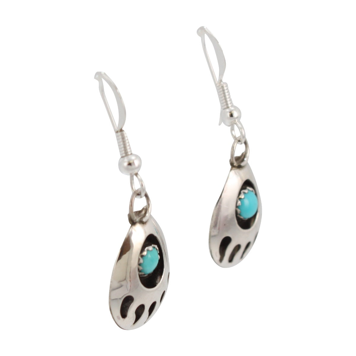 Turquoise Bear Paw Dangle Earrings, #2367