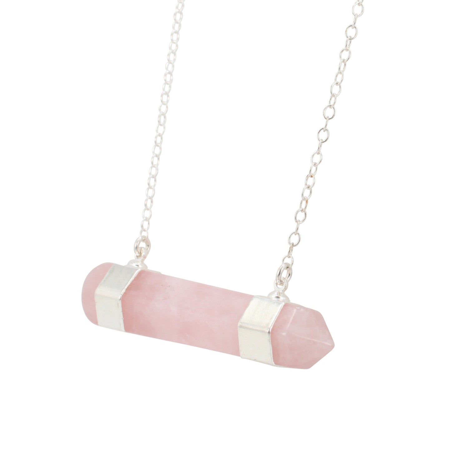 Rose Quartz Necklace on a 32 Inch Chain, #6317-ss