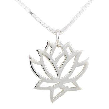 Open Design Lotus Flower Necklace, #8452-ss