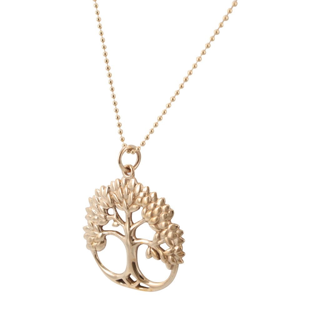 Tree of Life Necklace in Golden Bronze on 18" Gold Filled Bead Chain, #6571S