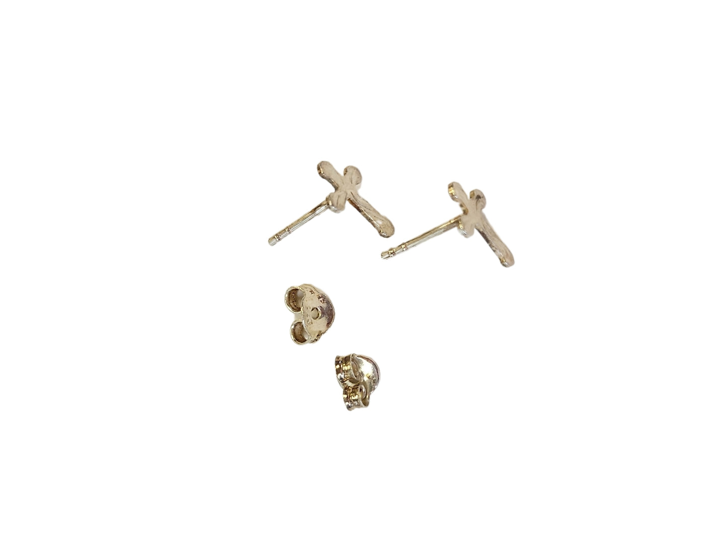 Tiny Cross Stud Earrings in Sterling Silver for Children or Women, #2629