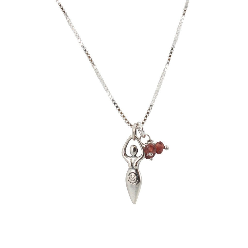 Fertility Goddess Necklace with Garnet Gemstones, #6607-ss