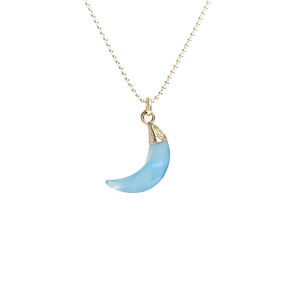 Now in 18" or 20"!  Crescent Moon Gemstone Necklace in Sterling Silver, 12 Stone Choice, #6101-ss