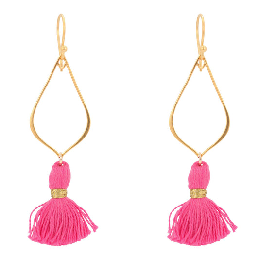 Gold Lotus Tassel Dangle Earrings, #6200-yg