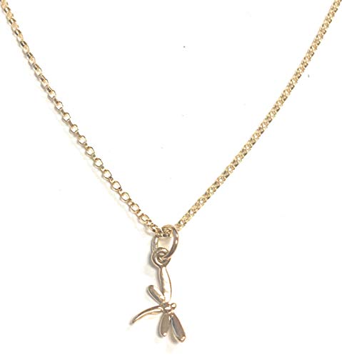 Zoe and Piper Small Dragonfly Pendent on a 16" Gold Rolo Chain #N002