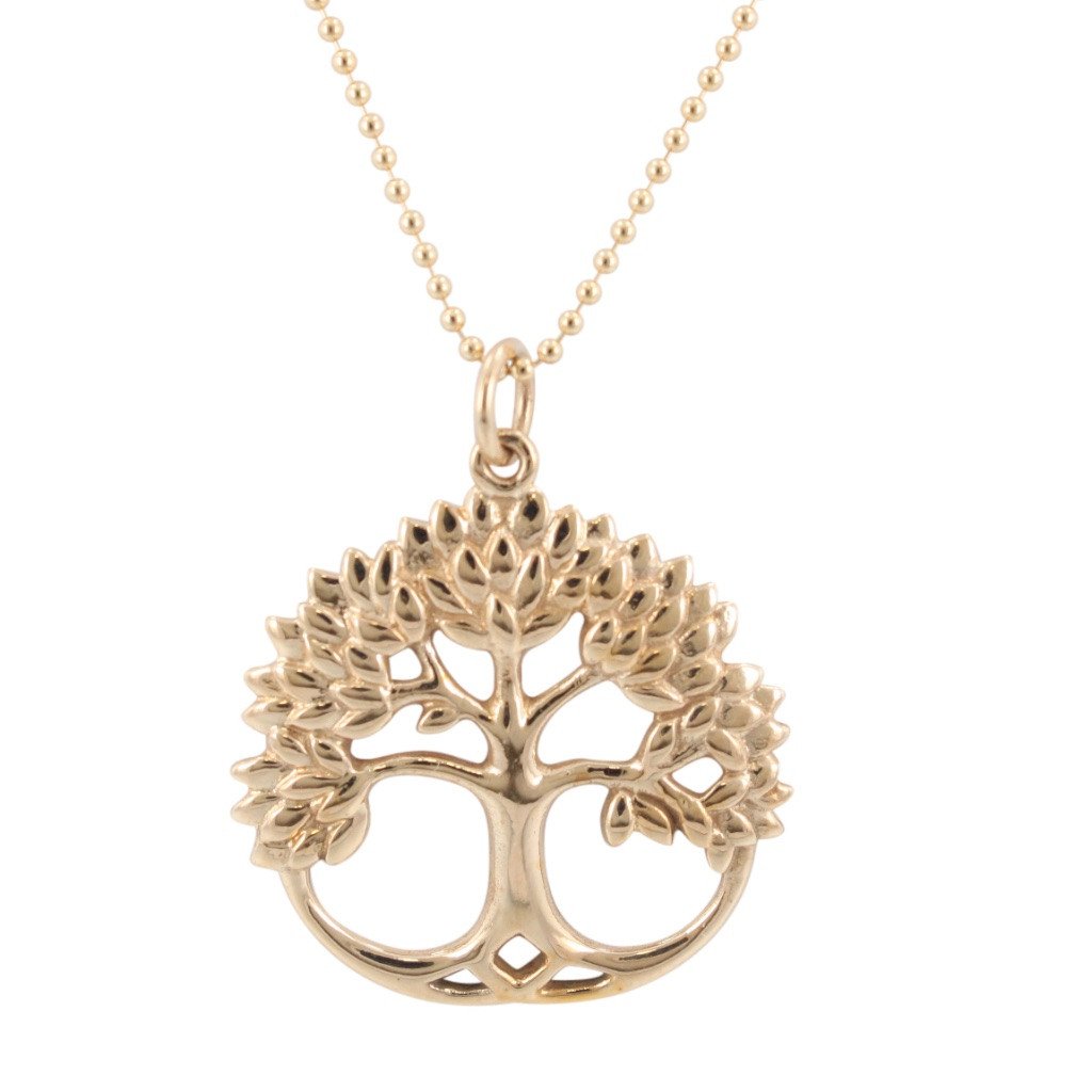 Tree of Life Necklace in Golden Bronze on 18" Gold Filled Bead Chain, #6571S