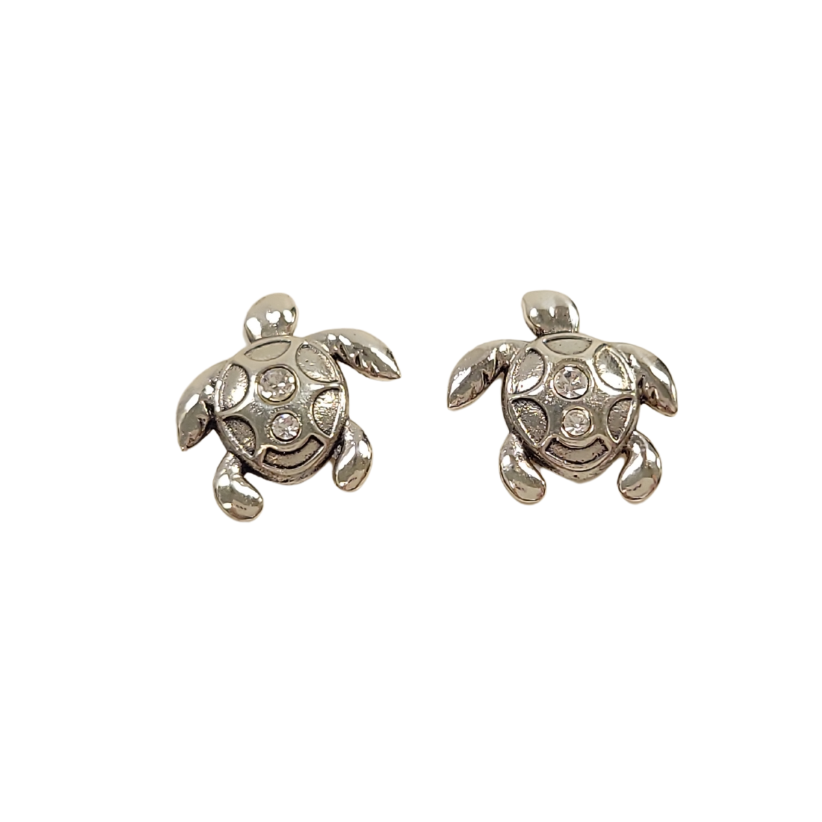 Crystal Sea Turtle Post Sterling Silver Earring