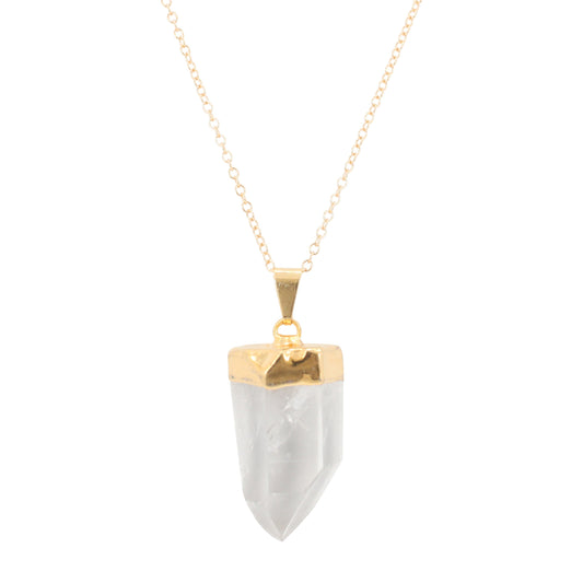 Clear Quartz Gemstone Necklace on a 20" Chain, #6303-yg