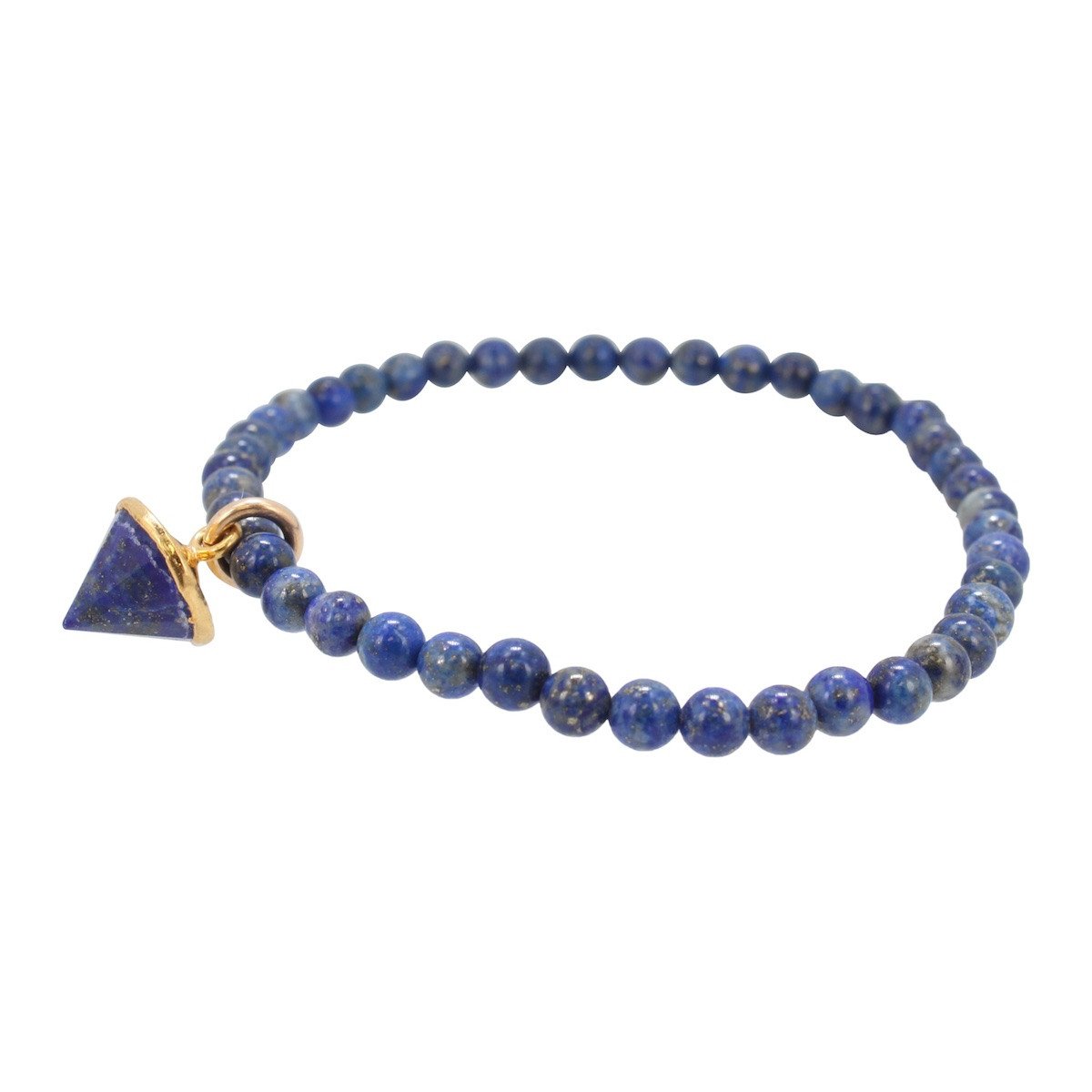 4mm Lapis Bead Stretch Energy Bracelet with Lapis Charm, #6469