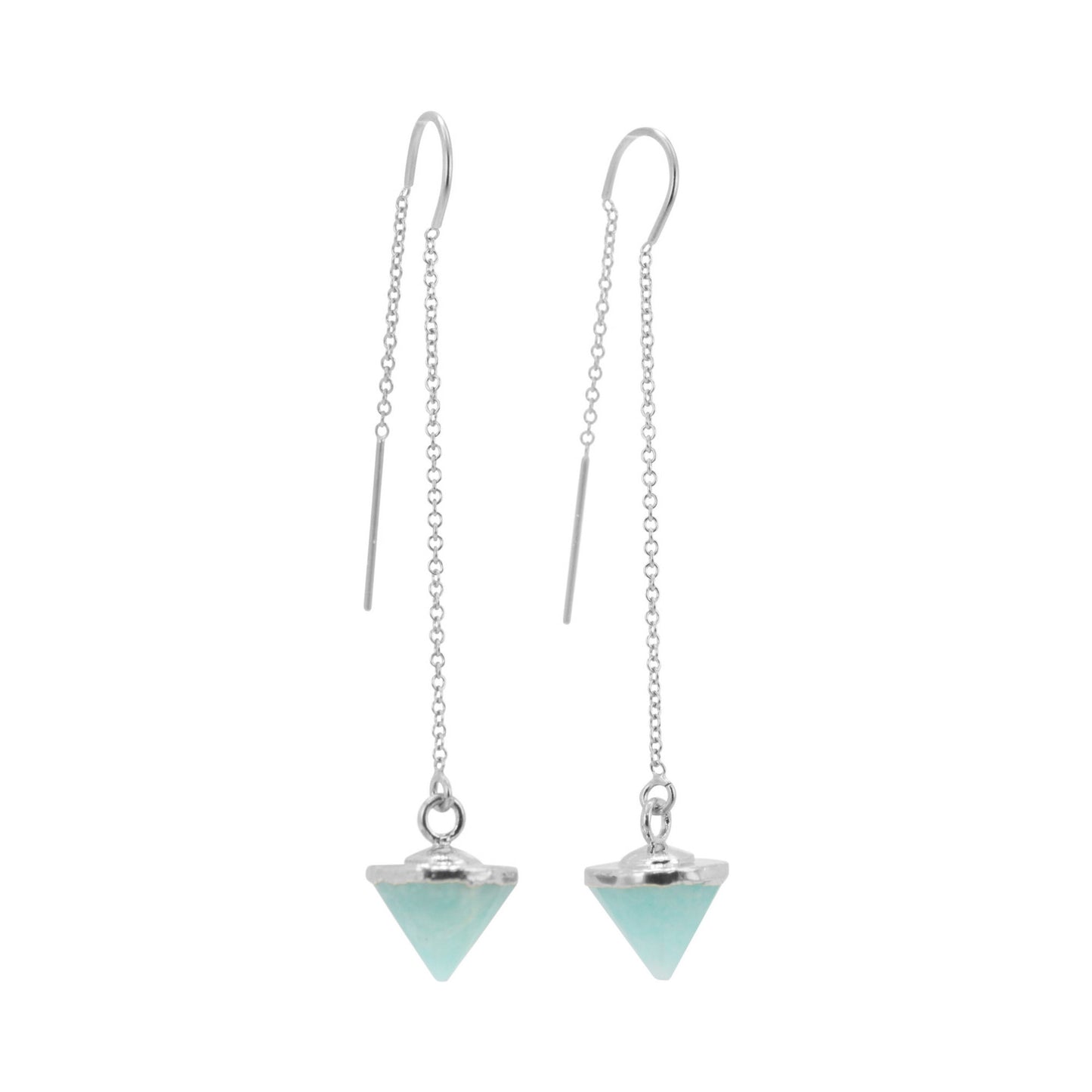 Gemstone Spike Threader Earrings in Silver, #6454-ss