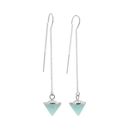 Gemstone Spike Threader Earrings in Silver, #6454-ss