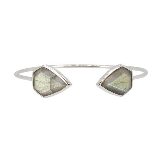 Geometric Gemstone Cuff Bracelet in Silver, #6296-ss