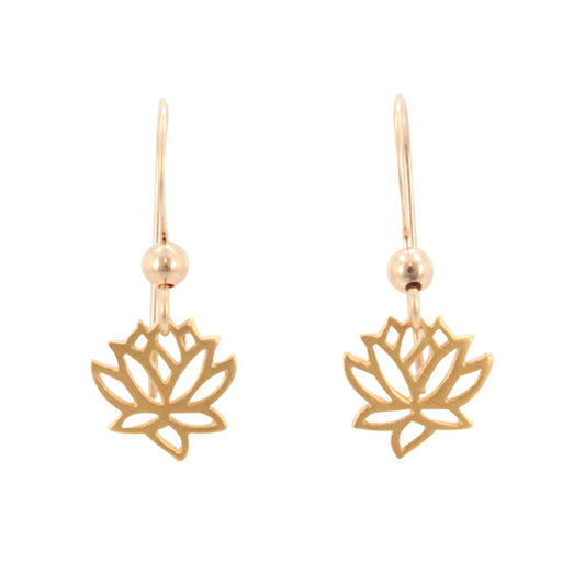 Open Design Small Lotus Dangle Earrings in Gold, #7080-yg