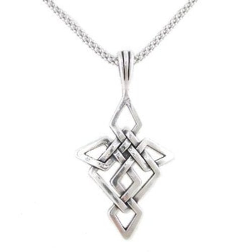 Celtic Knot Cross Pendant in Sterling Silver on a 20" Rhodium and Sterling Popcorn Chain for Men or Women, #8199