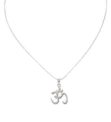 Calligraphy Style Om (Aum) Necklace in Sterling Silver, #8455-ss