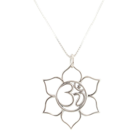 Flower and Om Necklace, #6842-ss