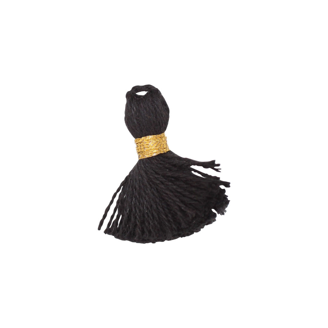 Black Onyx Tassel Necklace, Choice of Tassel Color, #6195-yg