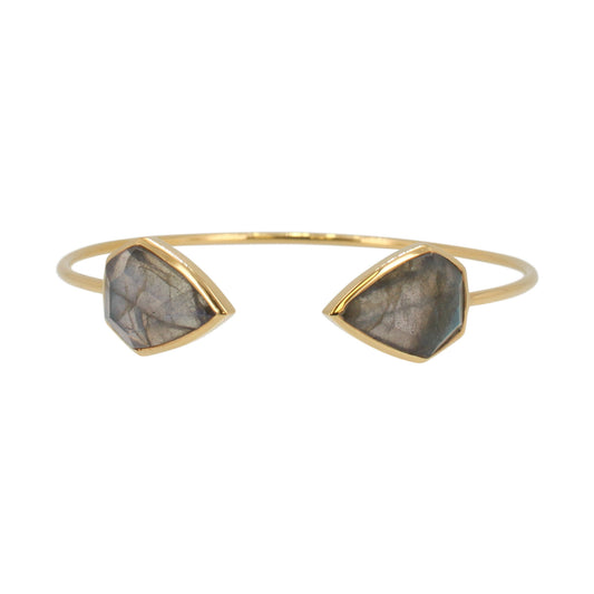 Geometric Labradorite Gemstone Cuff Bracelet in Gold, #6296-yg