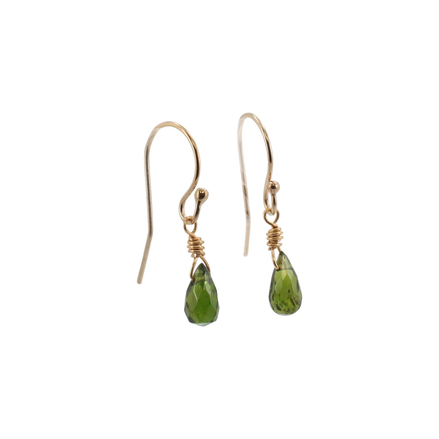 Petite Green Chrome Diopside Dangle Earrings, #6431