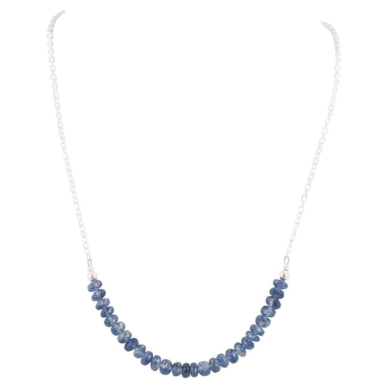 Blue Kyanite Gemstone Necklace on Sterling Silver Chain, #7069-ss