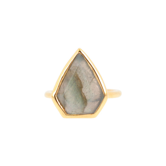 Geometric Labradorite Gemstone Ring in Gold, #6326-yg