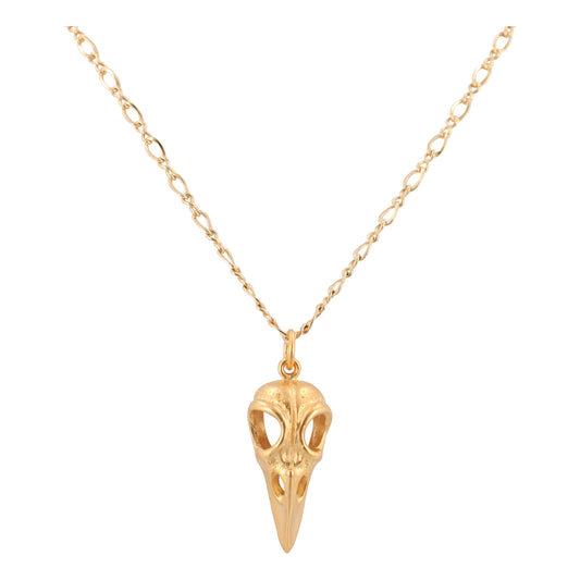 Gold Bird Skull Necklace on 24" Chain, #6394-yg