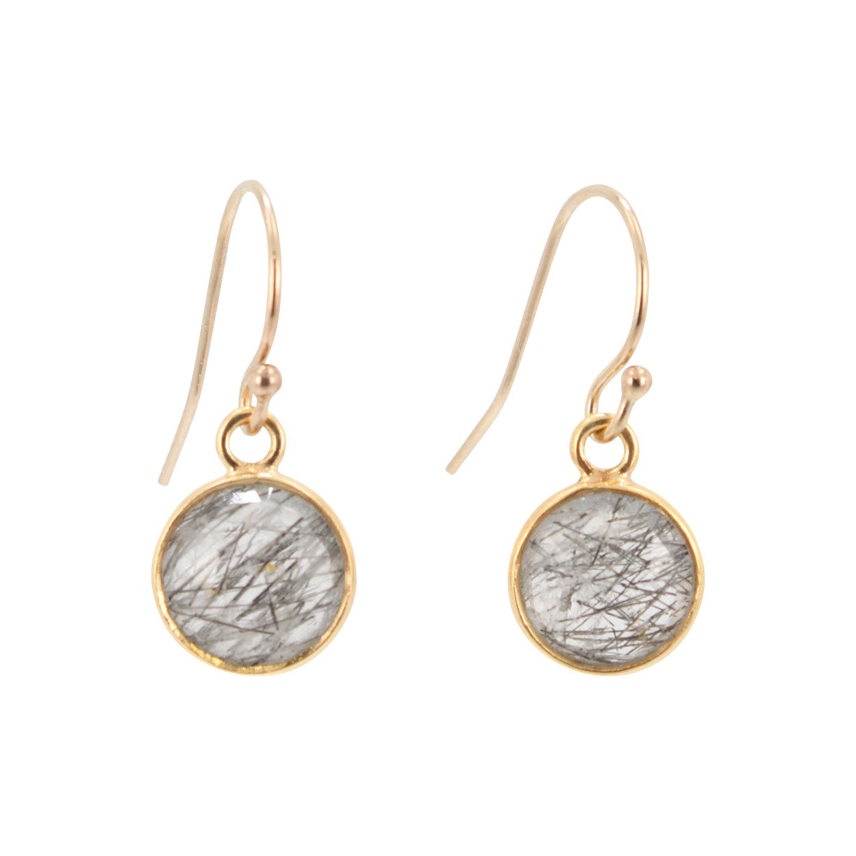 Small Round Gemstone Earrings in Gold, #6341-yg