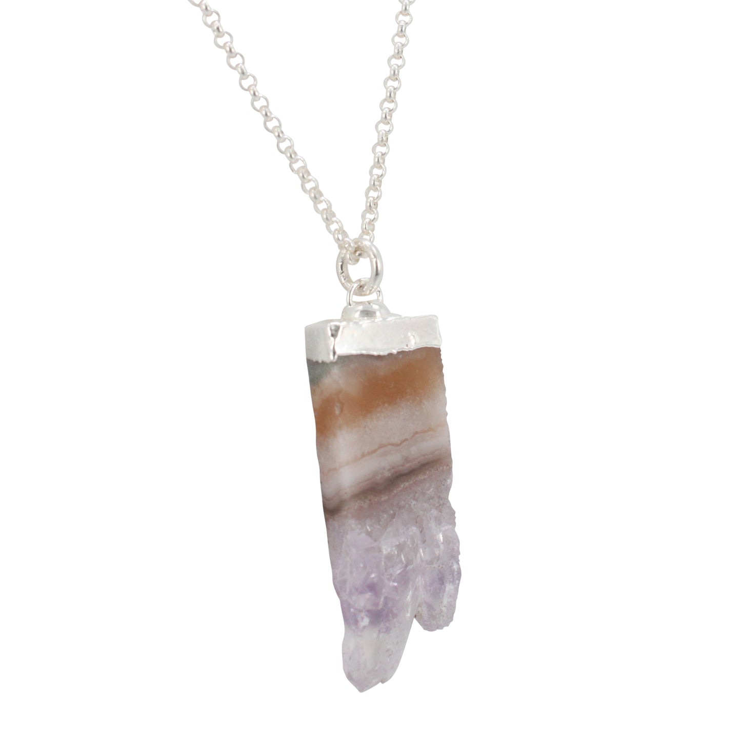 Amethyst Gemstone Necklace on a 20 Inch Rolo Chain, #6318-ss