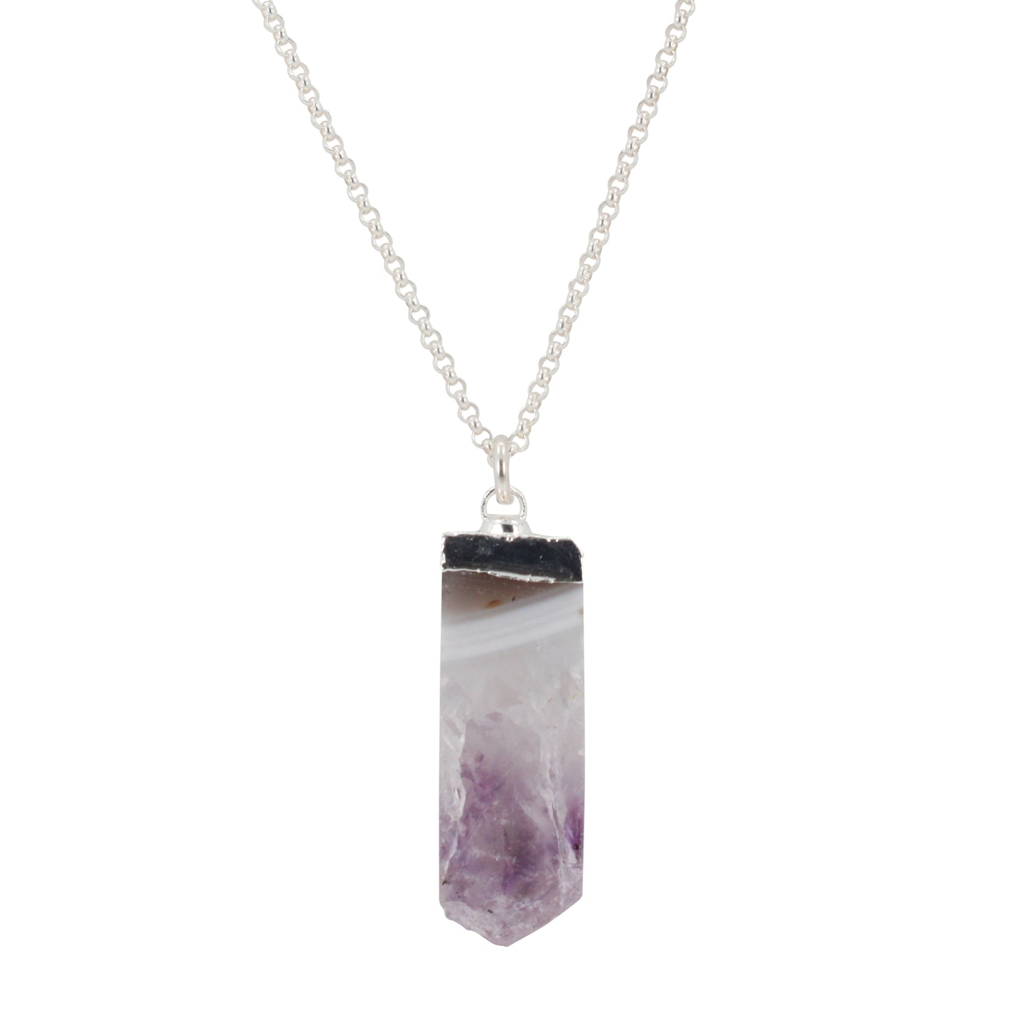 Amethyst Gemstone Necklace on a 20 Inch Rolo Chain, #6318-ss