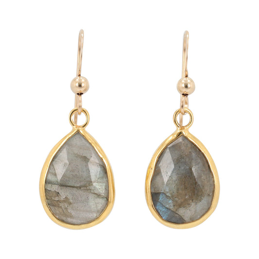 Gold Labradorite Teardrop Dangle Earrings, #6217-yg