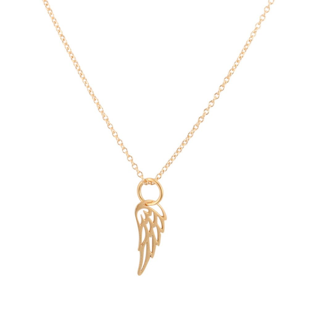 Detailed Mini Gold Angel Wing Necklace, #6567-yg