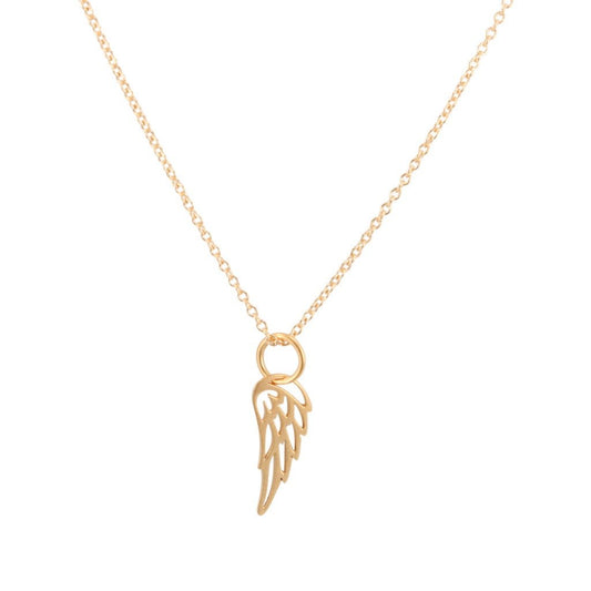 Detailed Mini Gold Angel Wing Necklace, #6567-yg