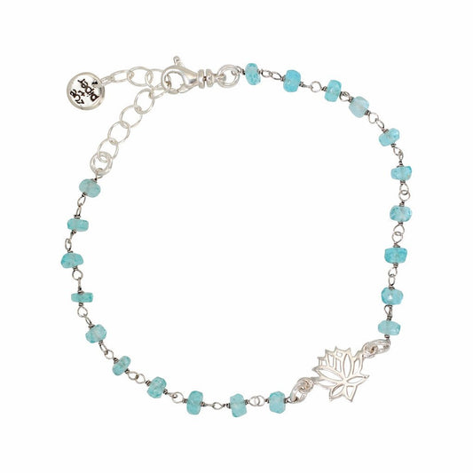 Lotus Bracelet with Apatite Gems & Sterling Silver, #6844-ss