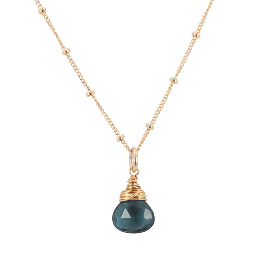 Gold London Blue Topaz Necklace - Limited Edition, #6120-yg