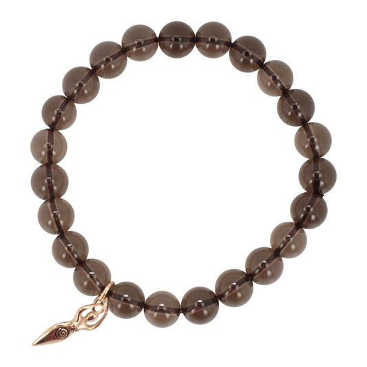 Fertility/Grounding/Protection - 8mm Smokey Quartz Bracelet with Lunar Goddess, #6655