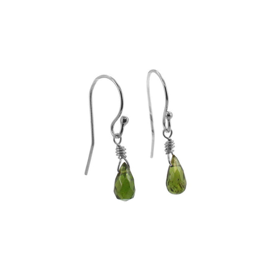 Petite Green Chrome Diopside Dangle Earrings, #6431