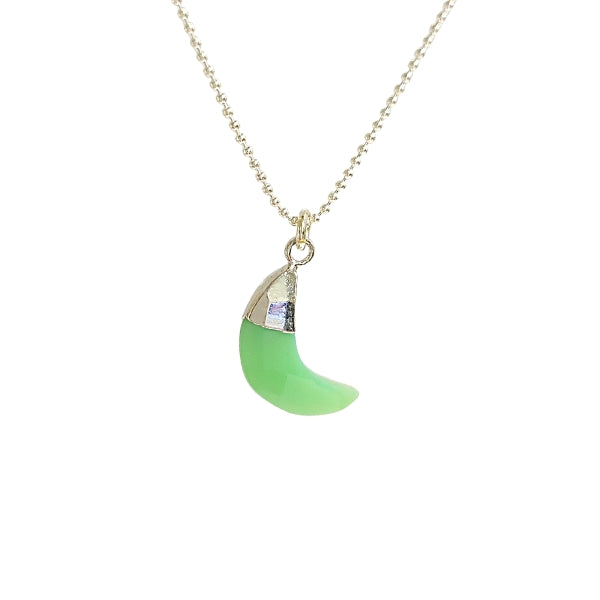 Now in 18" or 20"!  Crescent Moon Gemstone Necklace in Sterling Silver, 12 Stone Choice, #6101-ss