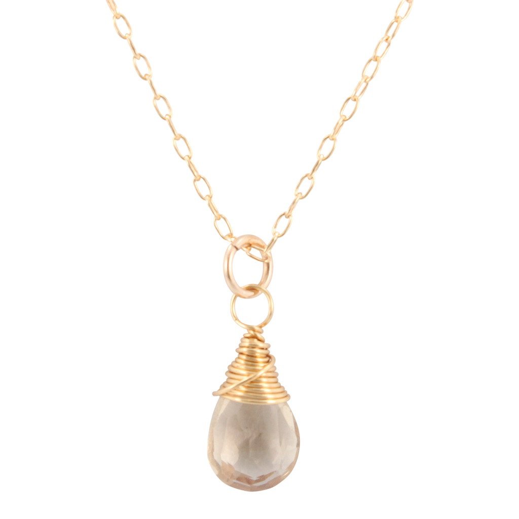 Champagne Quartz Briolette Necklace, #6590-yg