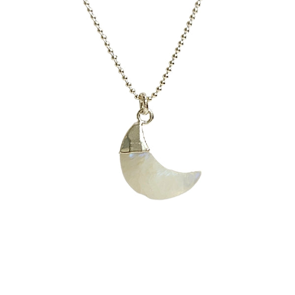 Now in 18" or 20"!  Crescent Moon Gemstone Necklace in Sterling Silver, 12 Stone Choice, #6101-ss